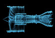Jet engine turbine (3D xray blue transparent)