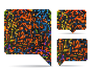 Poster - Abstract speech clouds collection of color mosaic elements