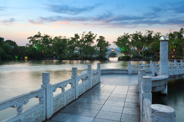 Wall Mural - banyan lake at dusk