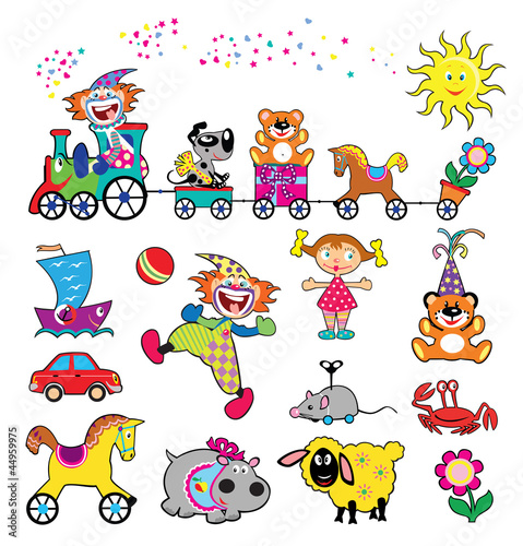 Naklejka dekoracyjna set of simple cute pictures with toys