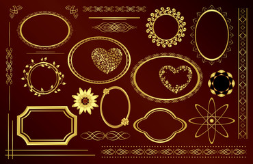 Wall Mural - gold decorative frames - vector set