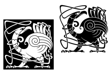 Wall Mural - angry bird in celtic style