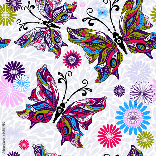 Naklejka na szybę Seamless floral pattern