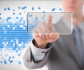 Poster - Man touching button on screen