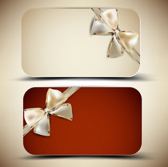 Collection of gift cards with ribbons. Vector background