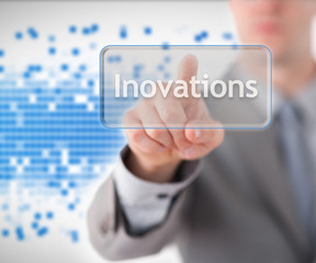Poster - Man touching innovations button