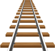 Rails With Wooden Sleepers Vector Illustration