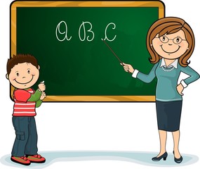 Wall Mural - Teacher and student