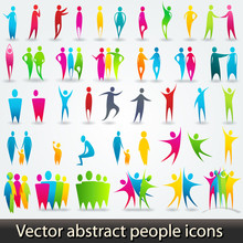 Set Of Colorful Abstract People Silhouettes