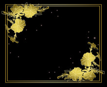 Black Floral Card With Gold Decorations - Vector