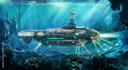 Fantastic submarine Poster Mural XXL