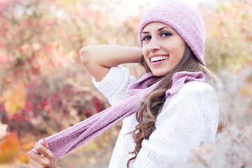 Young beautiful woman wearing winter clothing