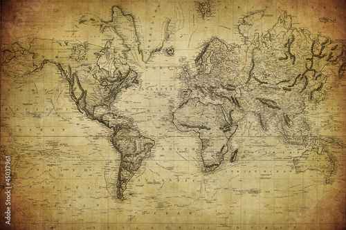 Naklejka nad blat kuchenny vintage map of the world 1814..
