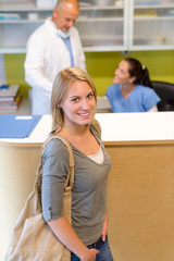 Wall Mural - Female patient at the dentist reception