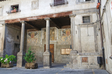 Town hall building. Bagnaia. Lazio. Italy.