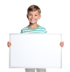 Wall Mural - Little boy with white blank