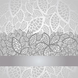 Luxury silver leaves lace border and background