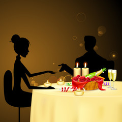 Wall Mural - Couple taking Candle Light Dinner