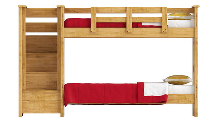 Wooden double bunk bed