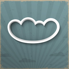 Poster - 3d white cloud on retro background