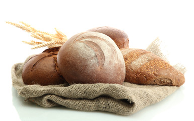 Poster - tasty rye breads with ears, isolated on white