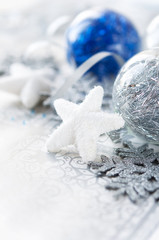 Wall Mural - silver and blue xmas decoration
