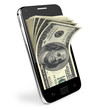© moneyrender - Smart phone with money concept. Dollars.