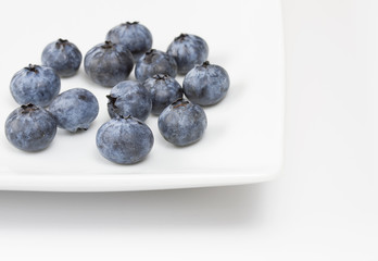 Blueberries on a white square plate