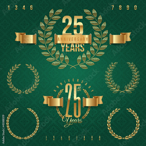 Fotografie, Tablou Anniversary golden emblems and decorative elements