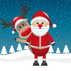 Wall Mural - rudolph reindeer red nose behind santa claus