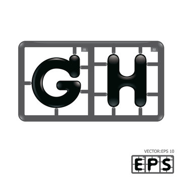 Letter gh model-kit alphabet vector