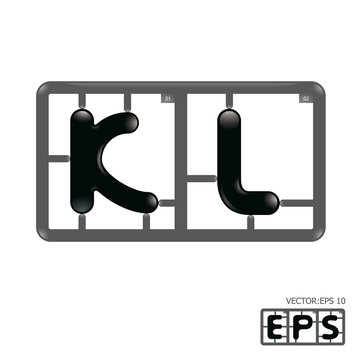 Letter kl model-kit alphabet vector