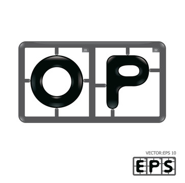 Letter op model-kit alphabet vector