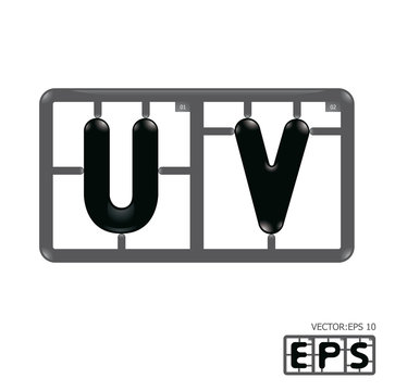 Letter uv model-kit alphabet vector