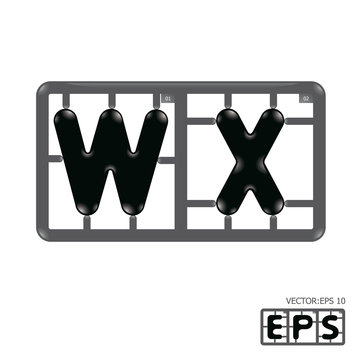 Letter wx model-kit alphabet vector