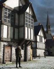 Fototapete - Medieval Town Watchman