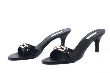 Pair of black high heel female shoes