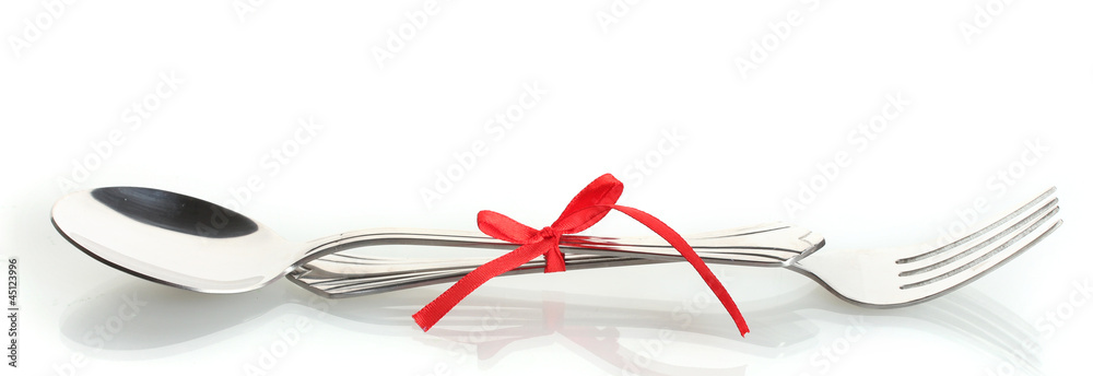 spoon and fork, isolated on white