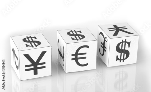 Forex Currency In The White Dices On White Background Buy This - 