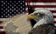 Bandera De Estados Unidos De América Y Símbolos De Su Democracia