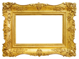 Gold vintage frame isolated on white background