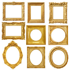 Set of golden vintage frame isolated on white background