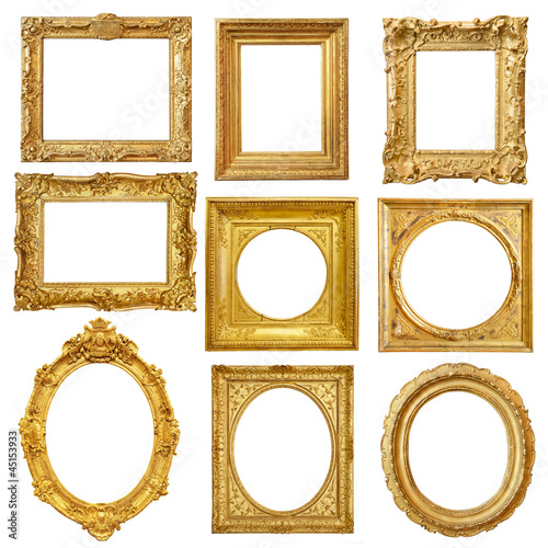 Fotografía Set of golden vintage frame isolated on white background