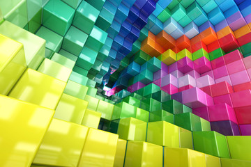Fototapete - Abstract colored cubes