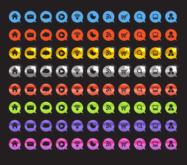 Poster - Color metal media icons in clouds