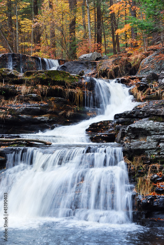 Autumn Waterfall in mountain - 45190403