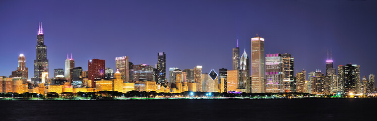 Wall Mural - Chicago night panorama