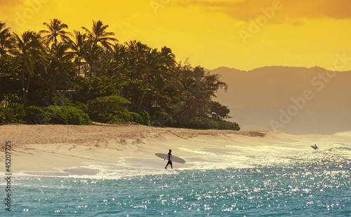 Naklejka dekoracyjna Surfer am Strand von Hawaii