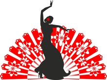 Silhouette Of Flamenco Dancer With A Fan