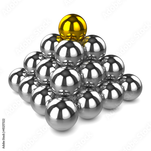 3d Chrome sphere pyramid gold top